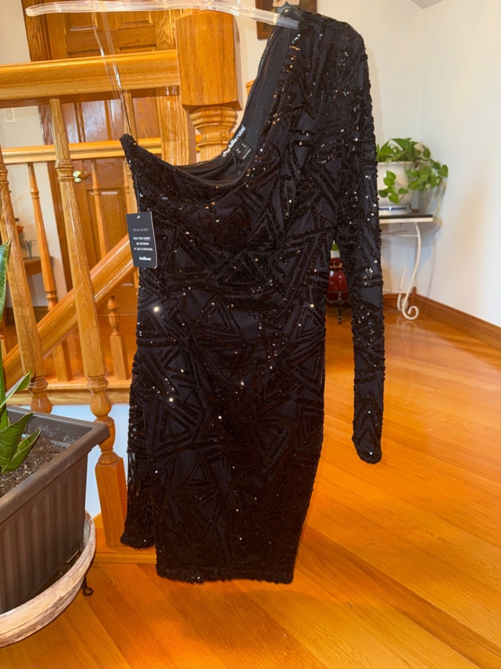 Charlotte Russe Black One-Shoulder Sequin Bodycon Dress